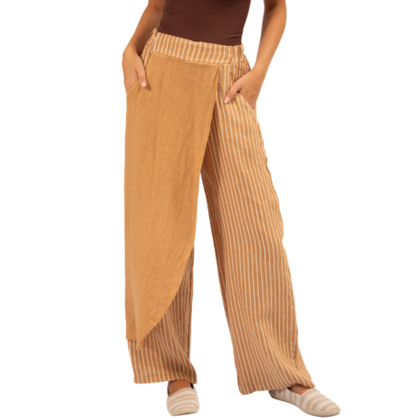 6307 Camel Vera May Italian Linen Pants
