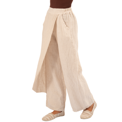 6307 Sand Vera May Italian Linen Pants