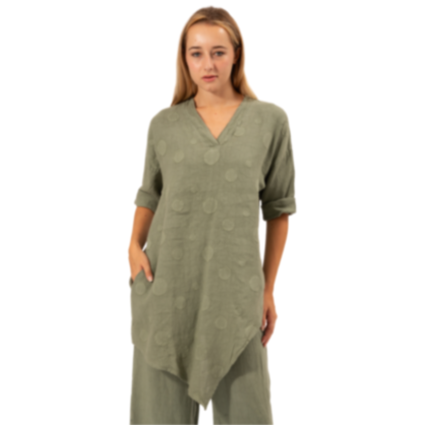 6308 SAGE ITALIAN LINEN TOP