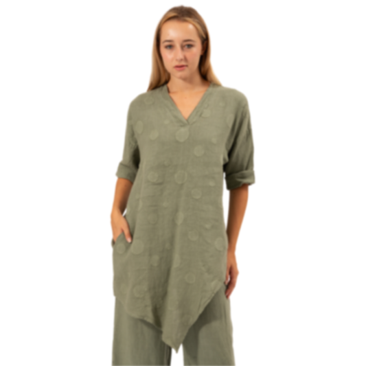 6308 SAGE ITALIAN LINEN TOP