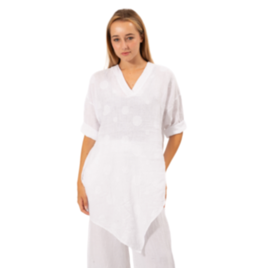6308 WHITE ITALIAN LINEN TOP