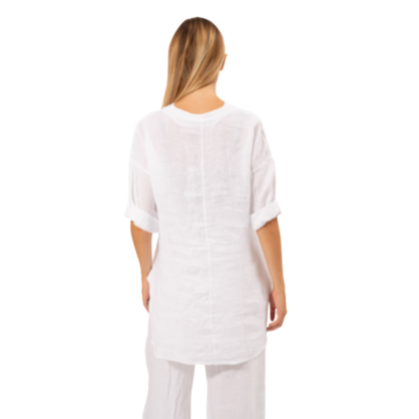 6308 WHITE ITALIAN LINEN TOP