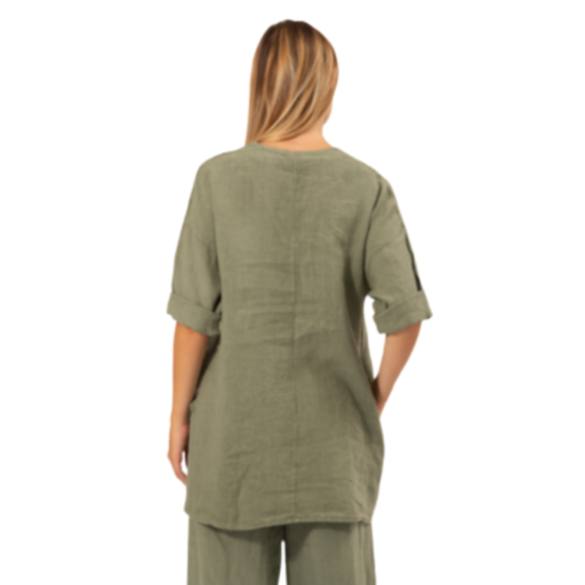 6308 SAGE ITALIAN LINEN TOP