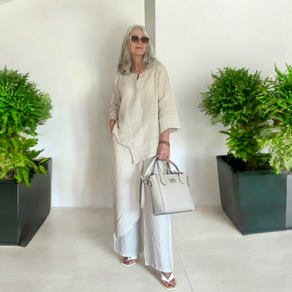 6310 BEIGE ITALIAN LINEN TOP