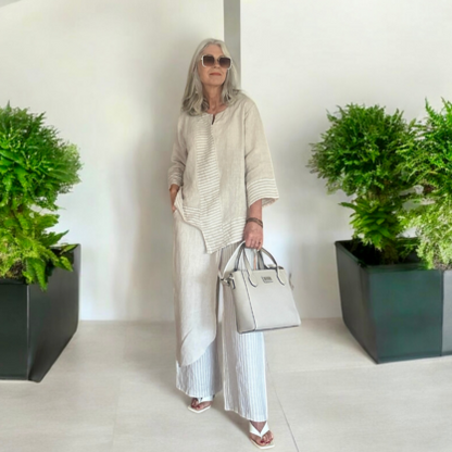 6310 BEIGE ITALIAN LINEN TOP