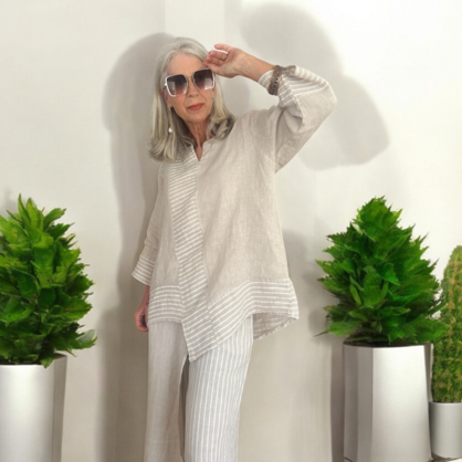 6310 BEIGE ITALIAN LINEN TOP