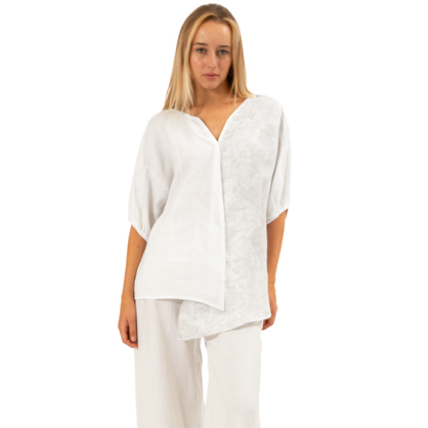 6315 WHITE ITALIAN LINEN TOP
