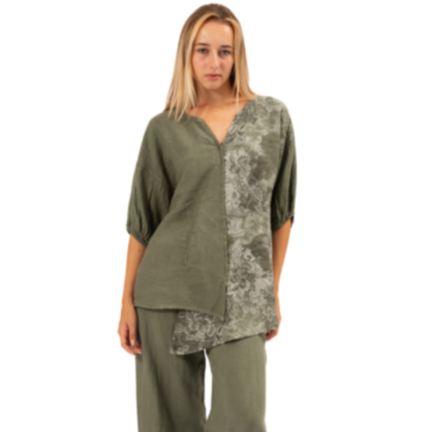 6315 SAGE ITALIAN LINEN TOP