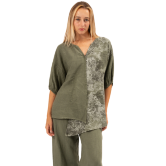 6315 SAGE ITALIAN LINEN TOP