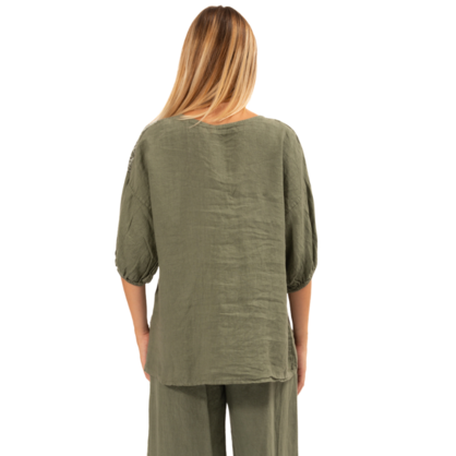 6315 SAGE ITALIAN LINEN TOP