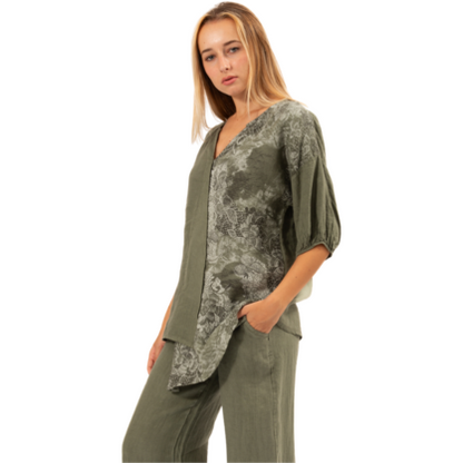 6315 SAGE ITALIAN LINEN TOP