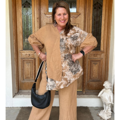 6315 CAMEL ITALIAN LINEN TOP