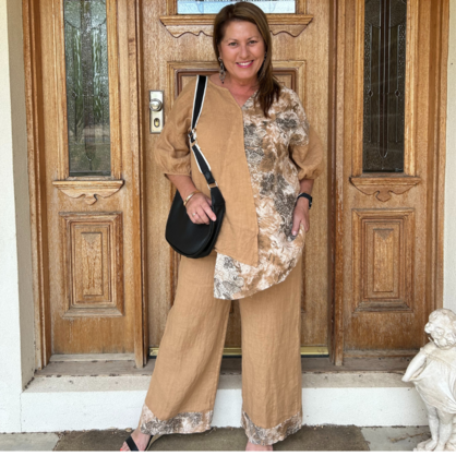 6315 CAMEL ITALIAN LINEN TOP