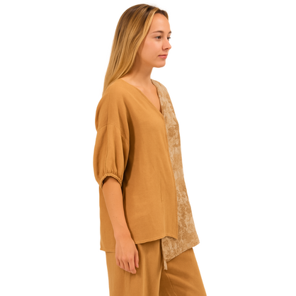 6315 CAMEL ITALIAN LINEN TOP