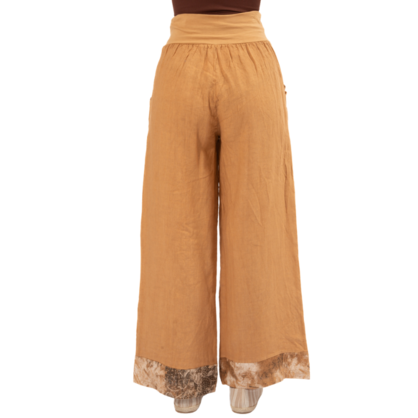 6316 Camel Vera May Italian Linen Pants