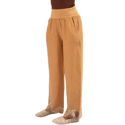 6316 Camel Vera May Italian Linen Pants