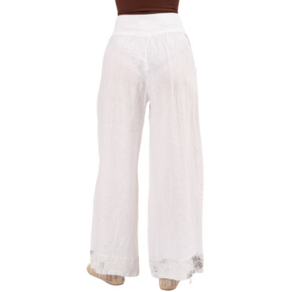 6316 Bianco Vera May Italian Linen Pants