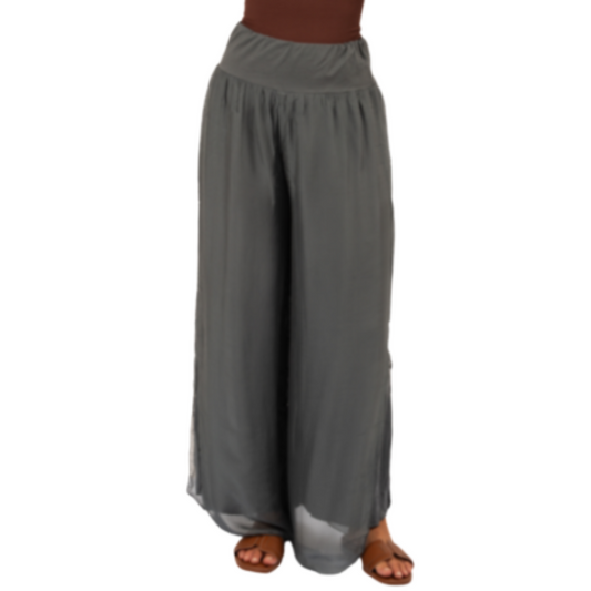 VERA MAY 6327 CHARCOAL ITALIAN SILK PANT