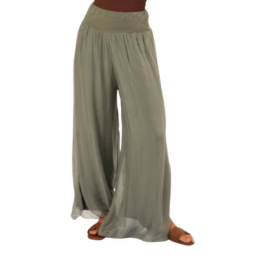 VERA MAY 6327 KHAKI ITALIAN SILK PANT