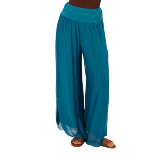VERA MAY 6327 PETROLIO ITALIAN SILK PANT