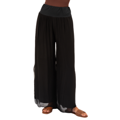 VERA MAY 6327 BLACK ITALIAN SILK PANT