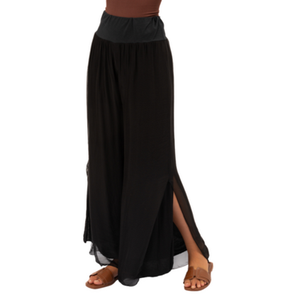 VERA MAY 6327 BLACK ITALIAN SILK PANT