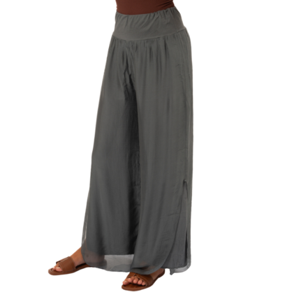 VERA MAY 6327 CHARCOAL ITALIAN SILK PANT