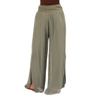 VERA MAY 6327 KHAKI ITALIAN SILK PANT