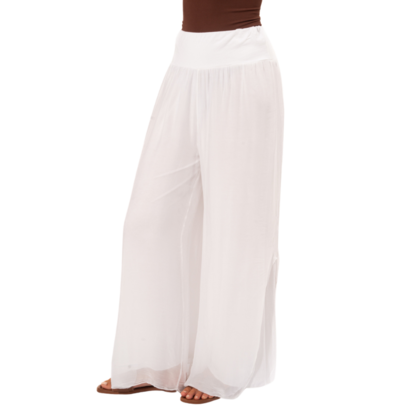 VERA MAY 6327 WHITE ITALIAN SILK PANT