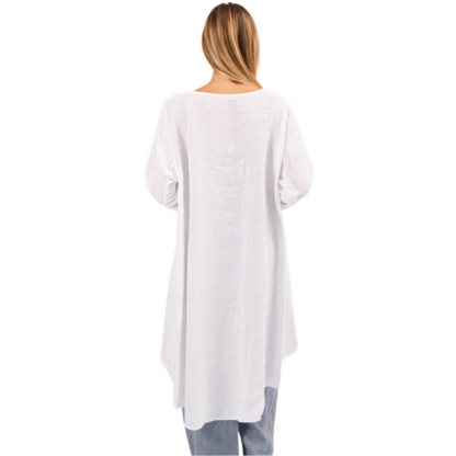 6341 WHITE ITALIAN LINEN TOP