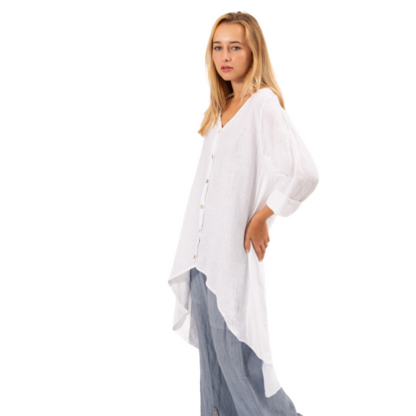 6341 WHITE ITALIAN LINEN TOP
