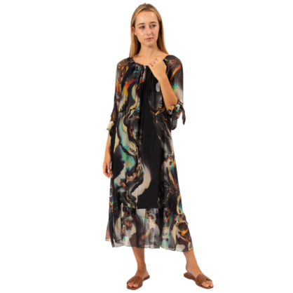 VERA MAY BLACK ITALIAN SILK DRESS 63441