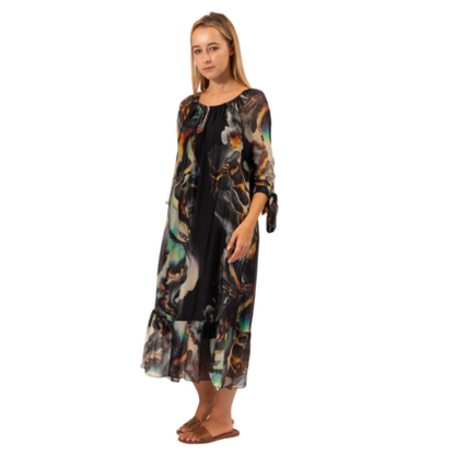 VERA MAY BLACK ITALIAN SILK DRESS 63441