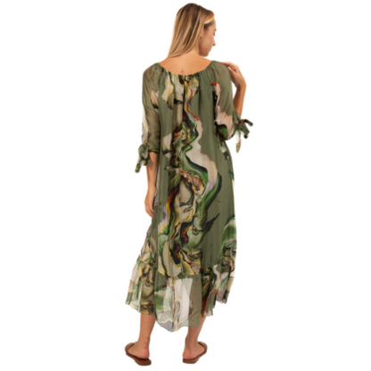 VERA MAY MILITARE ITALIAN SILK DRESS 63441