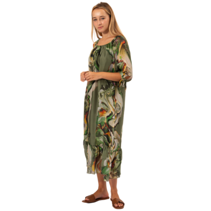 VERA MAY MILITARE ITALIAN SILK DRESS 63441