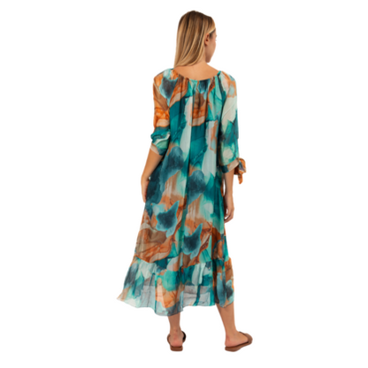 VERA MAY TEAL ITALIAN SILK DRESS 63442