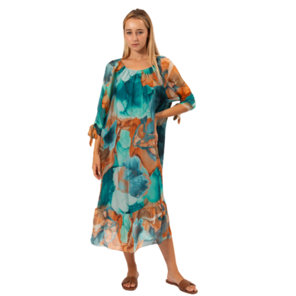 VERA MAY TEAL ITALIAN SILK DRESS 63442