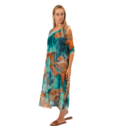 VERA MAY TEAL ITALIAN SILK DRESS 63442