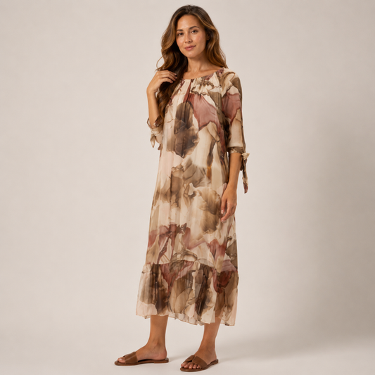 VERA MAY BEIGE ITALIAN SILK DRESS 63442
