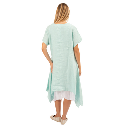 6345 Aqua Vera May Italian Linen Dress