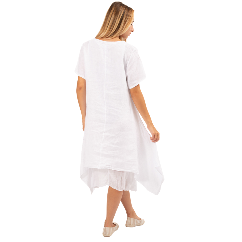 6345 Bianco Vera May Italian Linen Dress