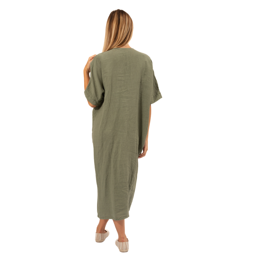 6346 Militare Vera May Italian Linen Dress