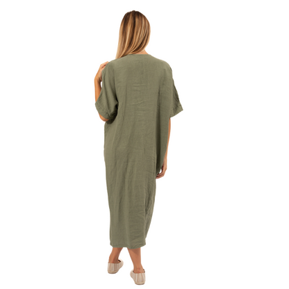 6346 Militare Vera May Italian Linen Dress