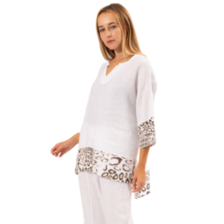 6349-1 White Vera May Italian Linen Top