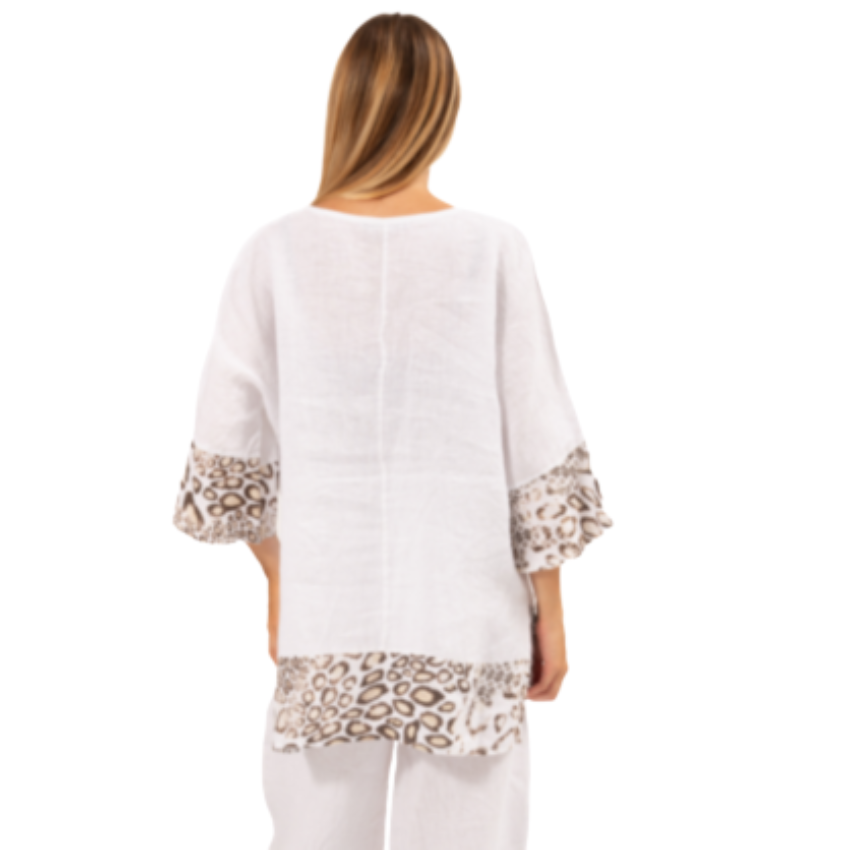 6349-1 White Vera May Italian Linen Top