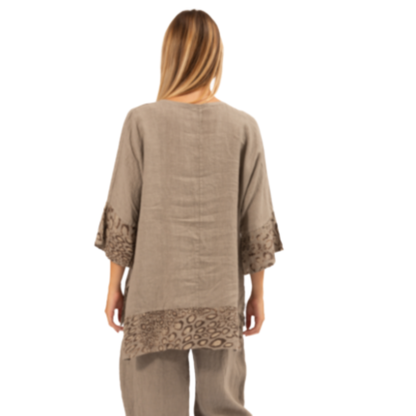 6349-1 Taupe Vera May Italian Linen Top