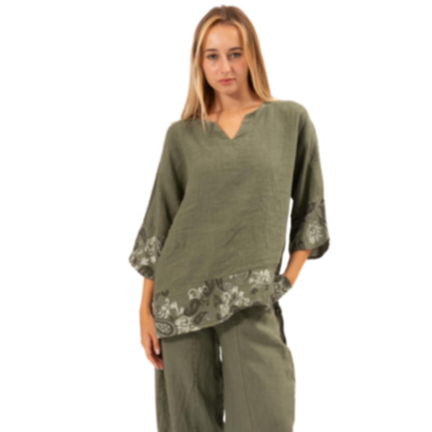 6349-2 Sage Vera May Italian Linen Top