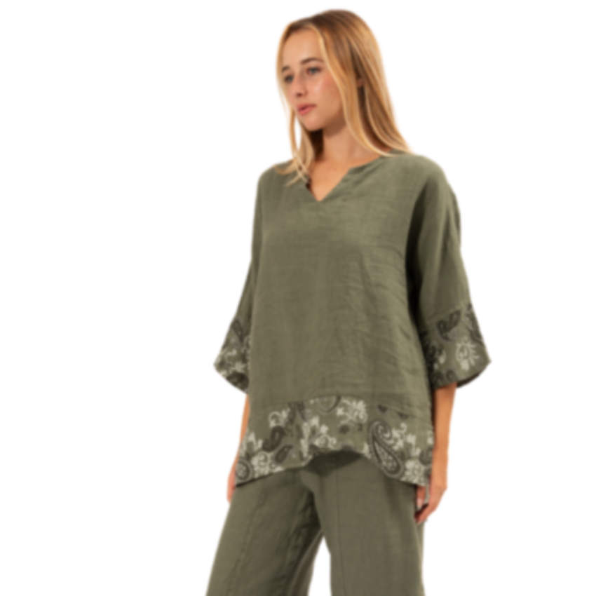 6349-2 Sage Vera May Italian Linen Top