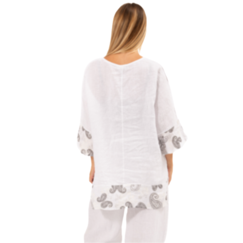 6349-2 White Vera May Italian Linen Top