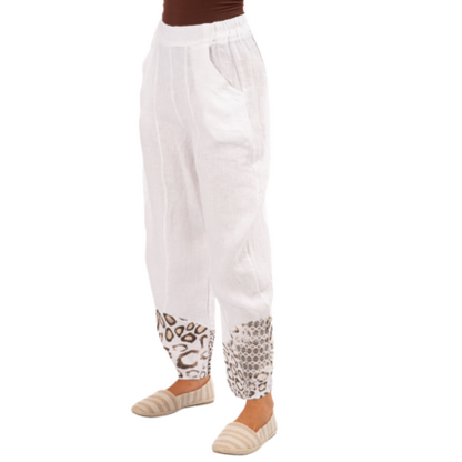 Vera May Italian Linen White Pant 6351-1